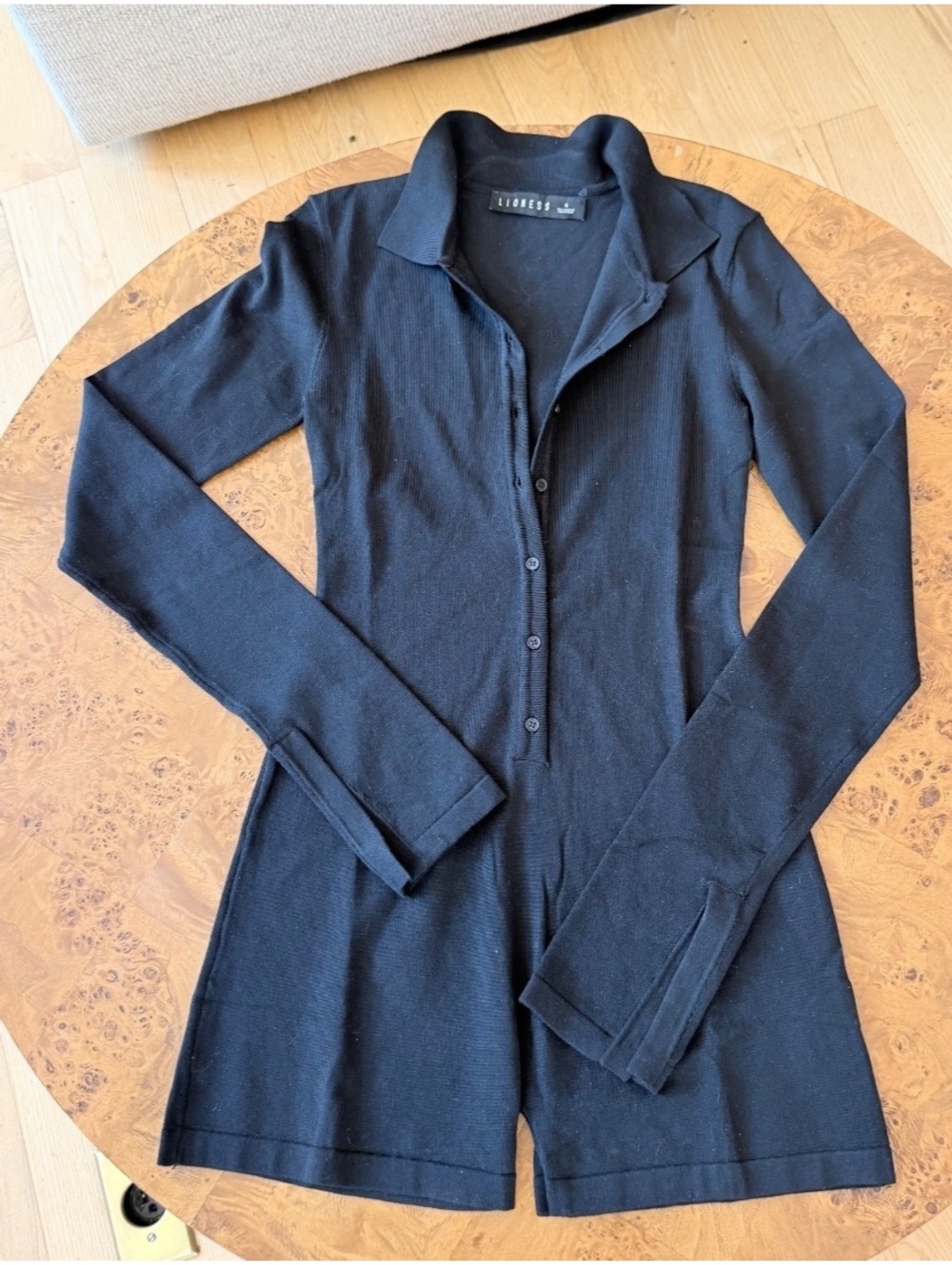 Lioness Black Long Sleeve Button-Up Romper